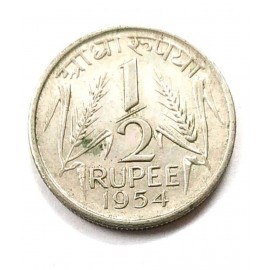 OLD RARE 1/2 HALF RUPEE COIN YEAR 1954