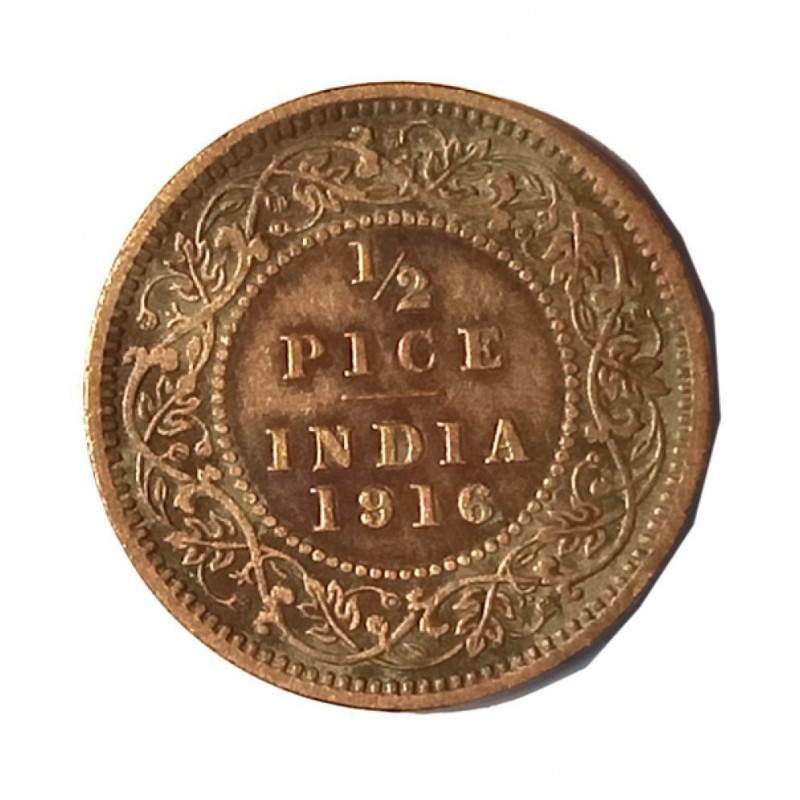 OLD RARE 1/2 PICE COIN YEAR 1916 GEORGE V KING EMPEROR