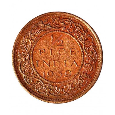 OLD RARE 1/2 PICE TWO COINS YEAR 1939, 40  (BRONZE) 2 COINS SET