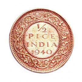OLD RARE 1/2 PICE TWO COINS YEAR 1939, 40  (BRONZE) 2 COINS SET