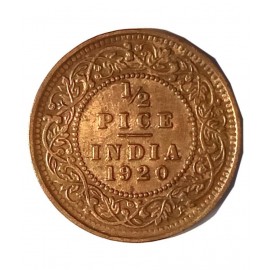 OLD RARE 1/2 PICE YEAR 1920 GEORGE V KING EMPEROR COIN