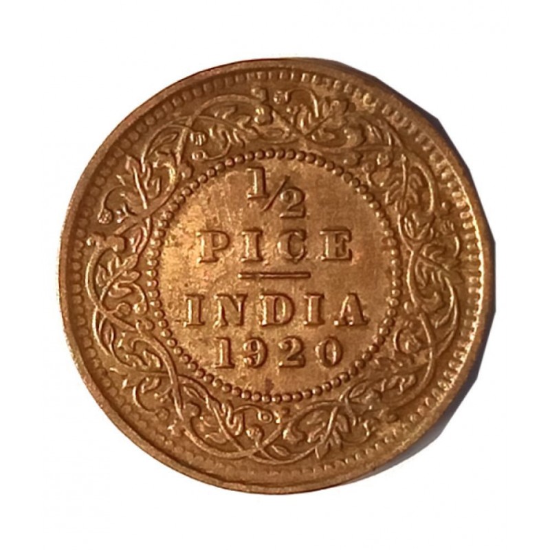 OLD RARE 1/2 PICE YEAR 1920 GEORGE V KING EMPEROR COIN