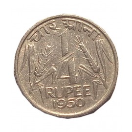 OLD RARE 1/4 RUPEE COIN YEAR 1950