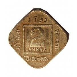 OLD RARE 2 ANNAS YEAR 1935 GEORGE V KING EMPEROR COIN