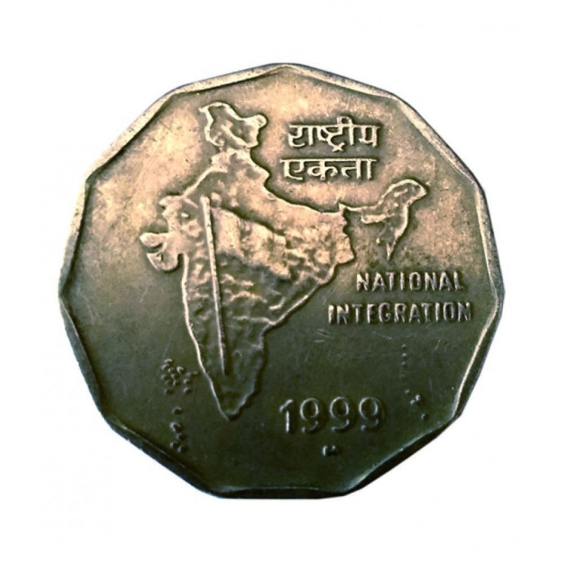 OLD RARE 2 RUPEE YEAR 1999  COIN FOR COLLECTION