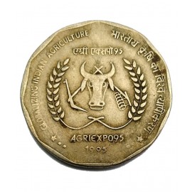 OLD RARE 2 rupee  coin globalizing indian agriculture 1995 A