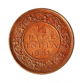 OLD RARE HALF PICE (UNC) YEAR 1939 GEORGE VI KING EMPEROR