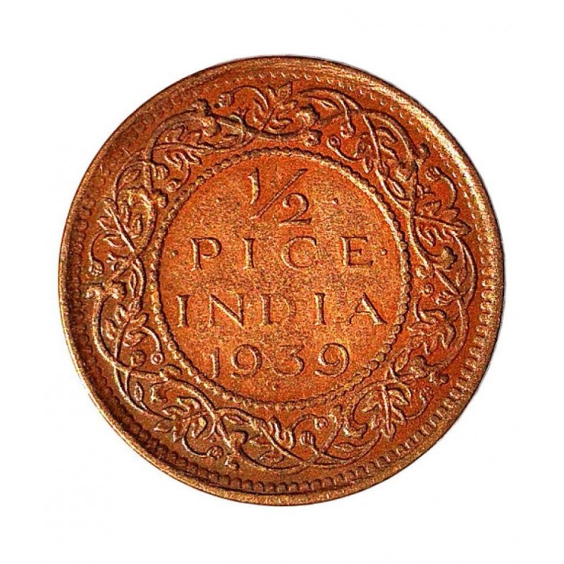 OLD RARE HALF PICE (UNC) YEAR 1939 GEORGE VI KING EMPEROR