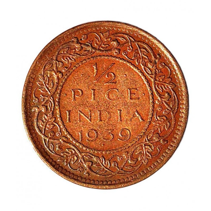 OLD RARE HALF PICE YEAR 1939 GEORGE VI KING EMPEROR