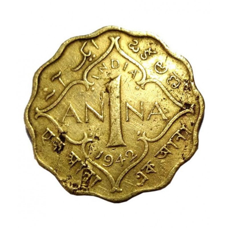 OLD RARE ONE ANNA YEAR 1942 GEORGE VI KING EMPEROR