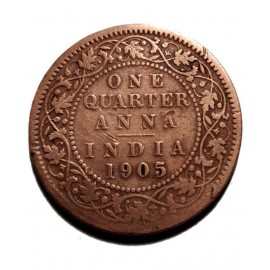 OLD RARE ONE QUARTER ANNA COPPER COIN YEAR 1905 EDWARD KING EMPEROR OLD RARE ONE QUARTER ANNA COPPER COIN YEAR 1905 EDWARD KING EMPEROR