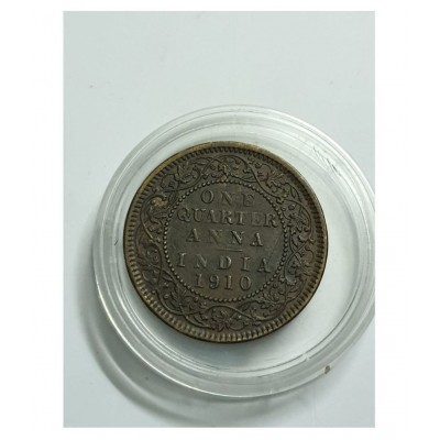 OLD RARE ONE QUARTER ANNA YEAR 1910 EDWARD VII KING EMPEROR(BRONZE)  COIN