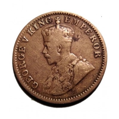 OLD RARE ONE QUARTER ANNA YEAR 1914 GEORGE V KING EMPEROR COIN