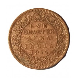 OLD RARE ONE QUARTER ANNA YEAR 1914 GEORGE V KING EMPEROR COIN OLD RARE ONE QUARTER ANNA YEAR 1914 GEORGE V KING EMPEROR COIN