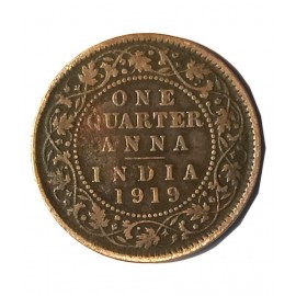 OLD RARE ONE QUARTER ANNA YEAR 1919 GEORGE V KING EMPEROR OLD RARE ONE QUARTER ANNA YEAR 1919 GEORGE V KING EMPEROR