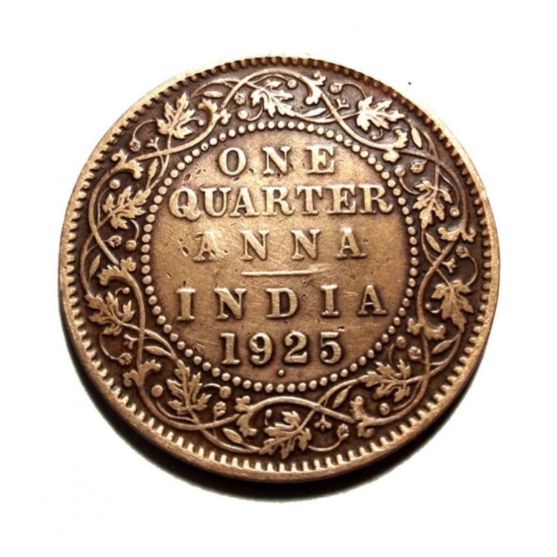 OLD RARE ONE QUARTER ANNA YEAR 1925 GEORGE V KING EMPEROR COIN