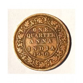 OLD RARE ONE QUARTER ANNA YEAR 1930 GEORGE V KING EMPEROR OLD RARE ONE QUARTER ANNA YEAR 1930 GEORGE V KING EMPEROR