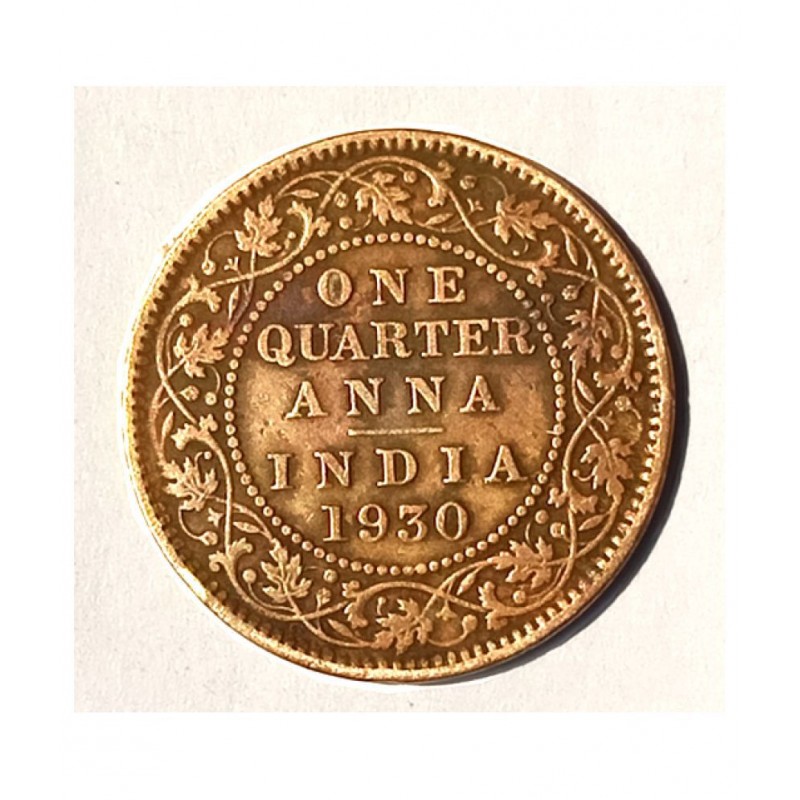 OLD RARE ONE QUARTER ANNA YEAR 1930 GEORGE V KING EMPEROR