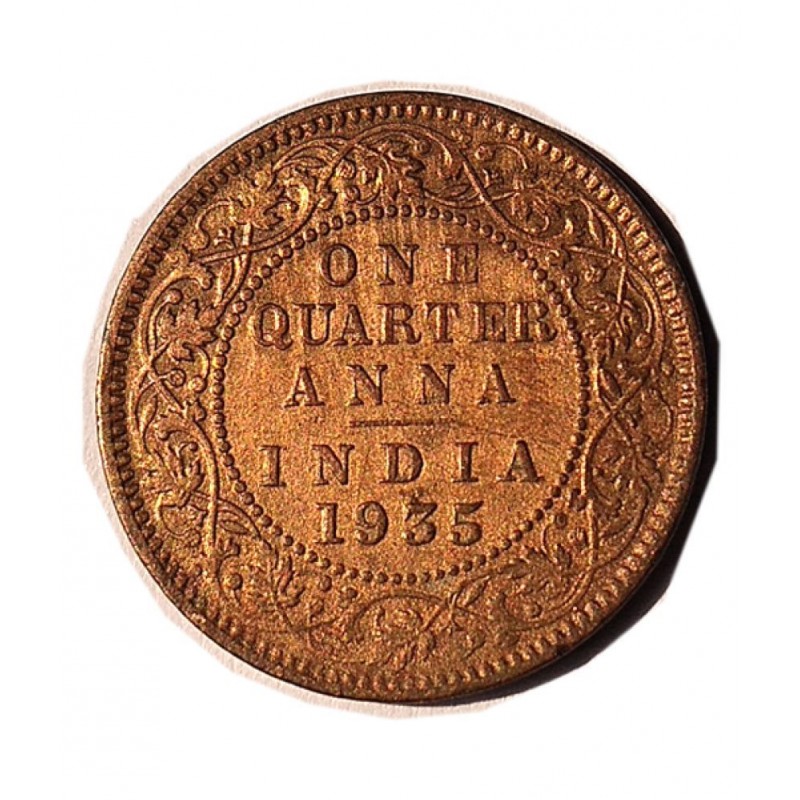 OLD RARE ONE QUARTER ANNA YEAR 1935 GEORGE V KING EMPEROR COIN