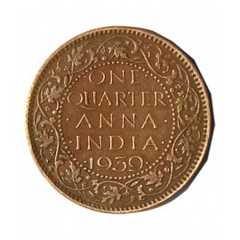 OLD RARE ONE QUARTER ANNA YEAR 1939 GEORGE VI KING EMPEROR OLD RARE ONE QUARTER ANNA YEAR 1939 GEORGE VI KING EMPEROR