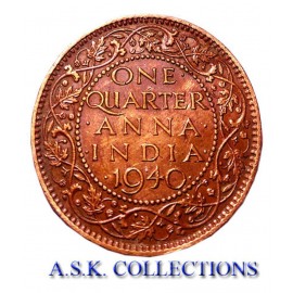 OLD RARE ONE QUARTER ANNA YEAR 1940 GEORGE VI KING EMPEROR OLD RARE ONE QUARTER ANNA YEAR 1940 GEORGE VI KING EMPEROR