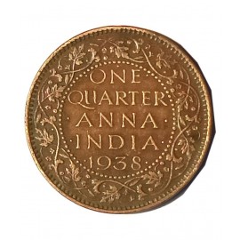 ONE QUARTER ANNA YEAR  1938 GEORGE VI KING
