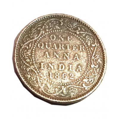 ONE QUARTER ANNA YEAR 1862( VICTORIYA QUEEN ) COPPER  COIN RARE