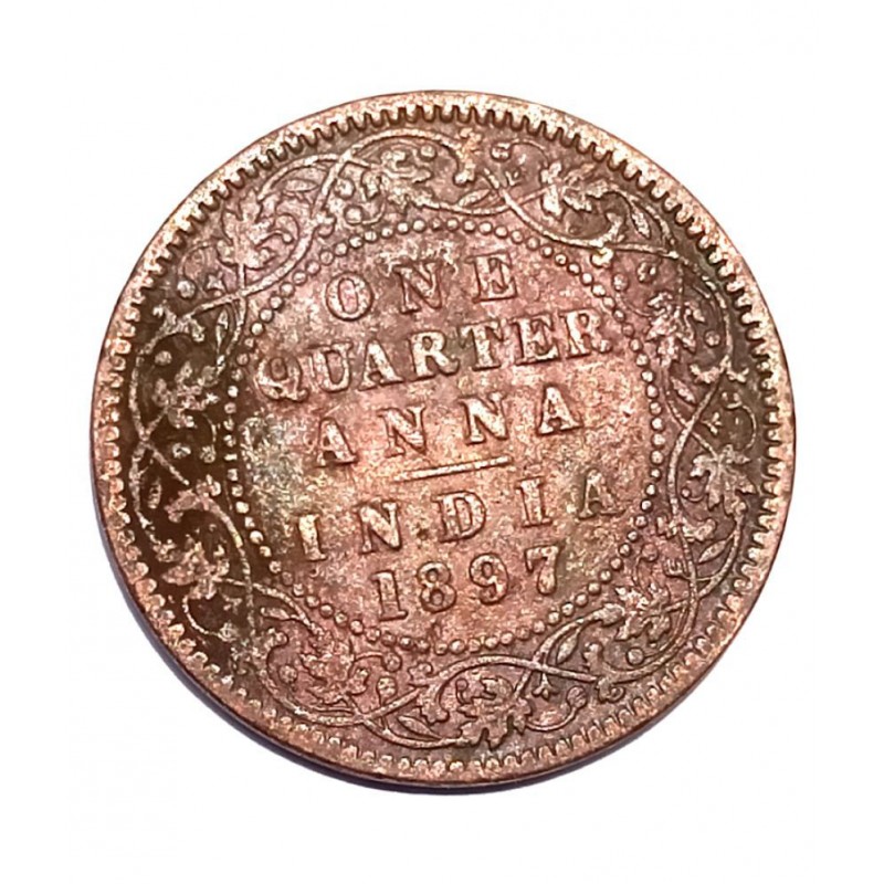 ONE QUARTER ANNA YEAR 1897( VICTORIYA EMPRESS ) COPPER  COIN RARE