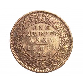 ONE QUARTER ANNA YEAR 1920 GEORGE V KING EMPEROR ONE QUARTER ANNA YEAR 1920 GEORGE V KING EMPEROR