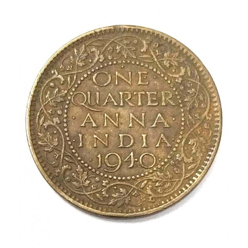 ONE QUARTER ANNA YEAR 1940 GEORGE VI KING EMPEROR