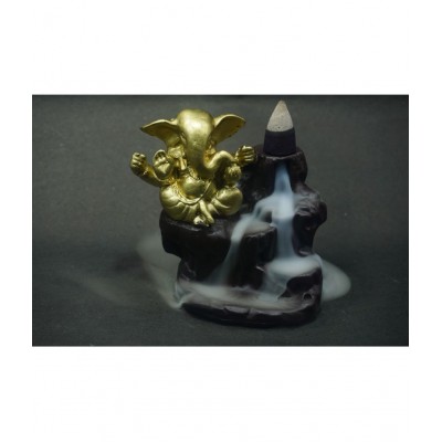 OWN BLUE Golden Ganesha polyresin smoke backflow Brown Resin Lord Ganesha Smoke Backflow - Pack of 1