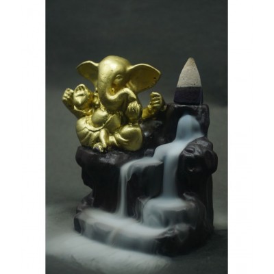 OWN BLUE Golden Ganesha polyresin smoke backflow Brown Resin Lord Ganesha Smoke Backflow - Pack of 1