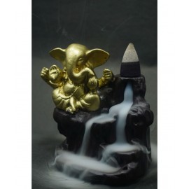 OWN BLUE Golden Ganesha polyresin smoke backflow Brown Resin Lord Ganesha Smoke Backflow - Pack of 1