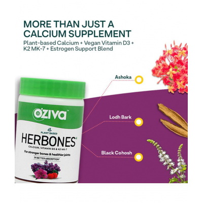 OZiva HerBones for Women, 60 veg capsules | For Stronger Bones, Certified Vegan