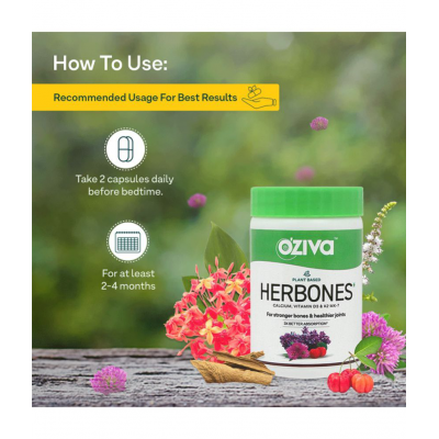 OZiva HerBones for Women, 60 veg capsules | For Stronger Bones, Certified Vegan