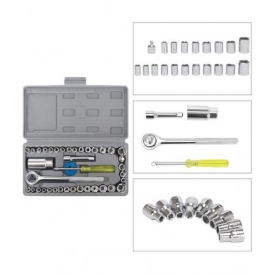 Okasta 40 In 1 Pcs Wrench Tool Kit & Screwdriver And Socket Set tool 1pc (Silver)