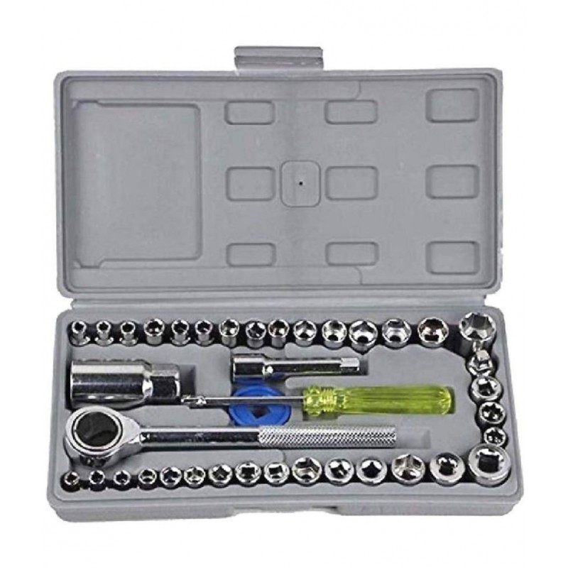 Okasta 40 In 1 Pcs Wrench Tool Kit & Screwdriver And Socket Set tool 1pc (Silver)