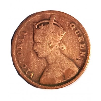 Old One Quarter Anna Year 1862 Coin Victoriya queen