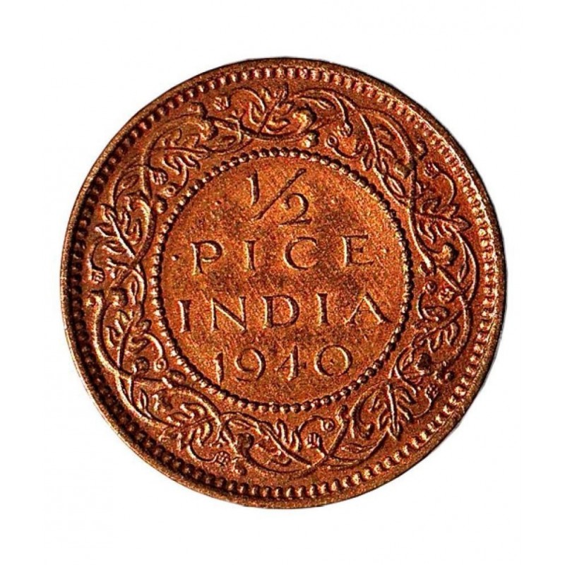 Old Rare 1/2 Pice Year 1940 George VI King Emperor (BRONZE) COIN
