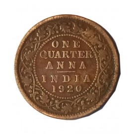 Old Rare One Quarter Anna Year 1920 George V King Emperor Coin Old Rare One Quarter Anna Year 1920 George V King Emperor Coin