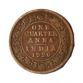 Old Rare One Quarter Anna Year 1920 George V King Emperor Coin Old Rare One Quarter Anna Year 1920 George V King Emperor Coin