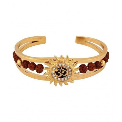 Onnet Rudraksha 18K Gold Plated Brass Om Mens Kada (adjustable Size)
