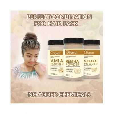 Origenz Amla Reetha Shikakai Powder Combo Hair Pack Powder (100gm, Pack of 3)
