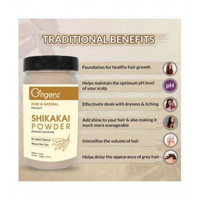 Origenz Premium Shikakai Powder Pack for Healthy Hair, 100gm