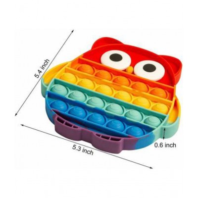 Owl Pop It Fidget Toys,Push Pop Bubble Fidget Sensory Toy,Autism Special Needs Silicone Stress Relief Toy,Great Fidget Toy Sensory Toys Novelty Gifts for Girls Boys Kids Adults ((OWL)-NEW Rainbow)  (Multicolor)