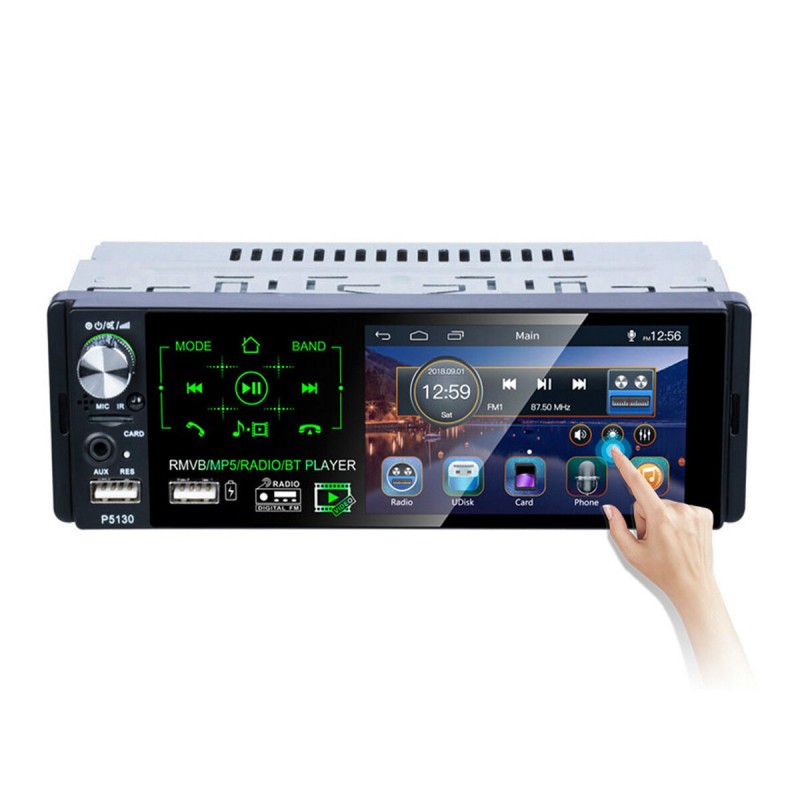 P5130 4.1 Inch 1 DIN Car Stereo Radio MP5 Player Full Touch Screen FM AM RDS bluetooth USB Strong Bass Rear Backup Camera