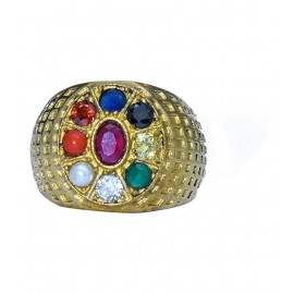 PANDIT NM SHRIMALI Navratan/Navratna Ring Ashtadhatu 9 Gemstone Navgrah Ring Big Size Men Women PANDIT NM SHRIMALI Navratan/Navratna Ring Ashtadhatu 9 Gemstone Navgrah Ring Big Size Men Women