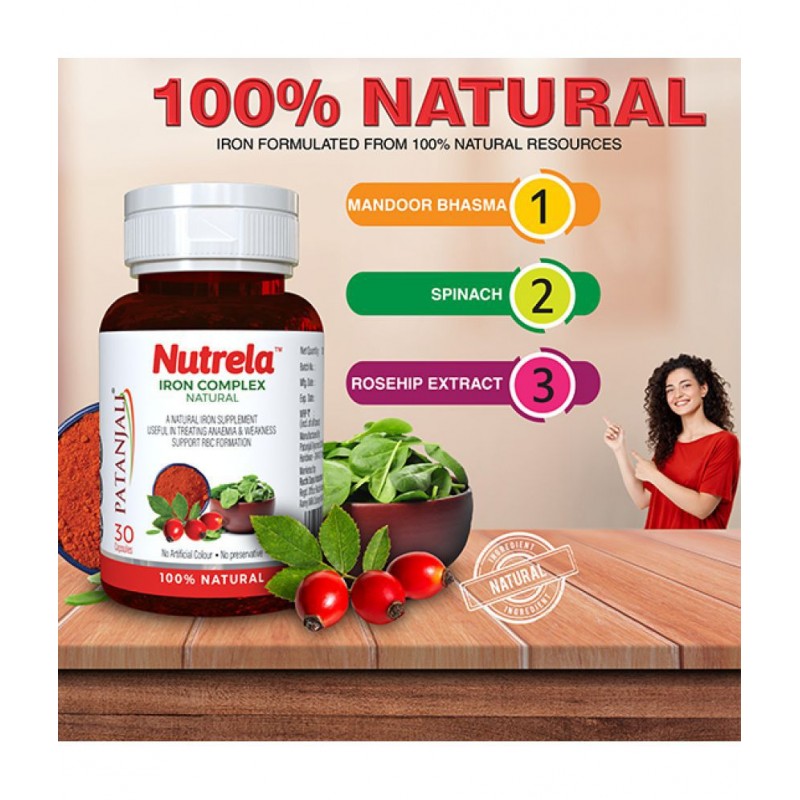 PATANJALI NUTRELA IRON COMPLEX NATURAL (30 CAP) PACK OF 3