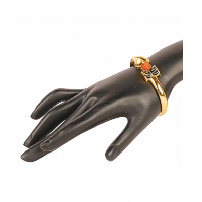 PAYSTORE 24K Gold Healing and Powerful Rudraksha Damru Trishul Shiva Adjustable Kada Bracelet for Men  (FREE SIZE)