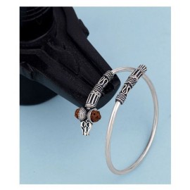PAYSTORE Adjustable Rudraksha Trishul Damroo Designer Oxidized Silver Bahubali Kada Kadas Bracelet